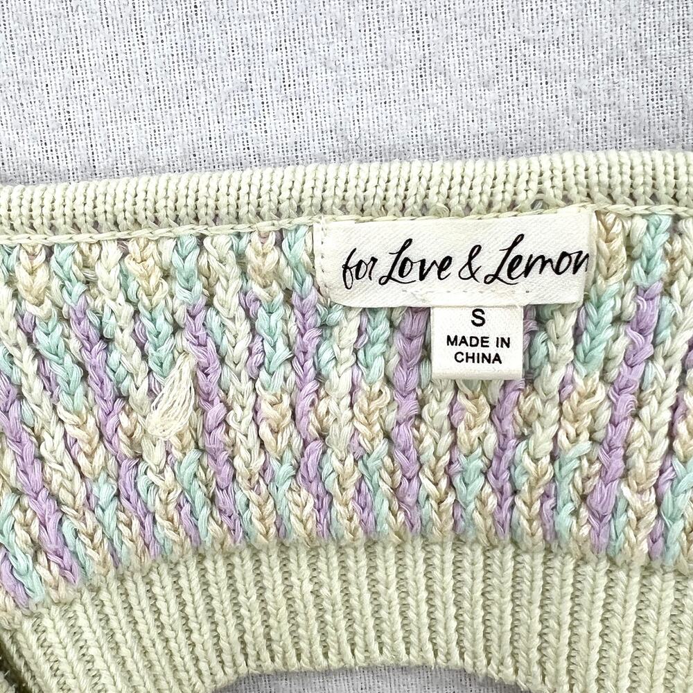 FOR LOVE AND LEMONS Corinna Bralette Womens Small Mint Sweater Knit Crop Chevron - Picture 16 of 16